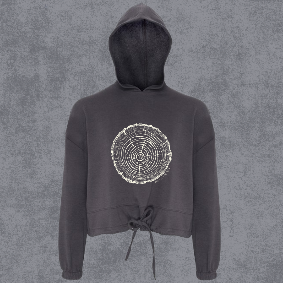 Tree Rings Oversized Cropped Hoodie