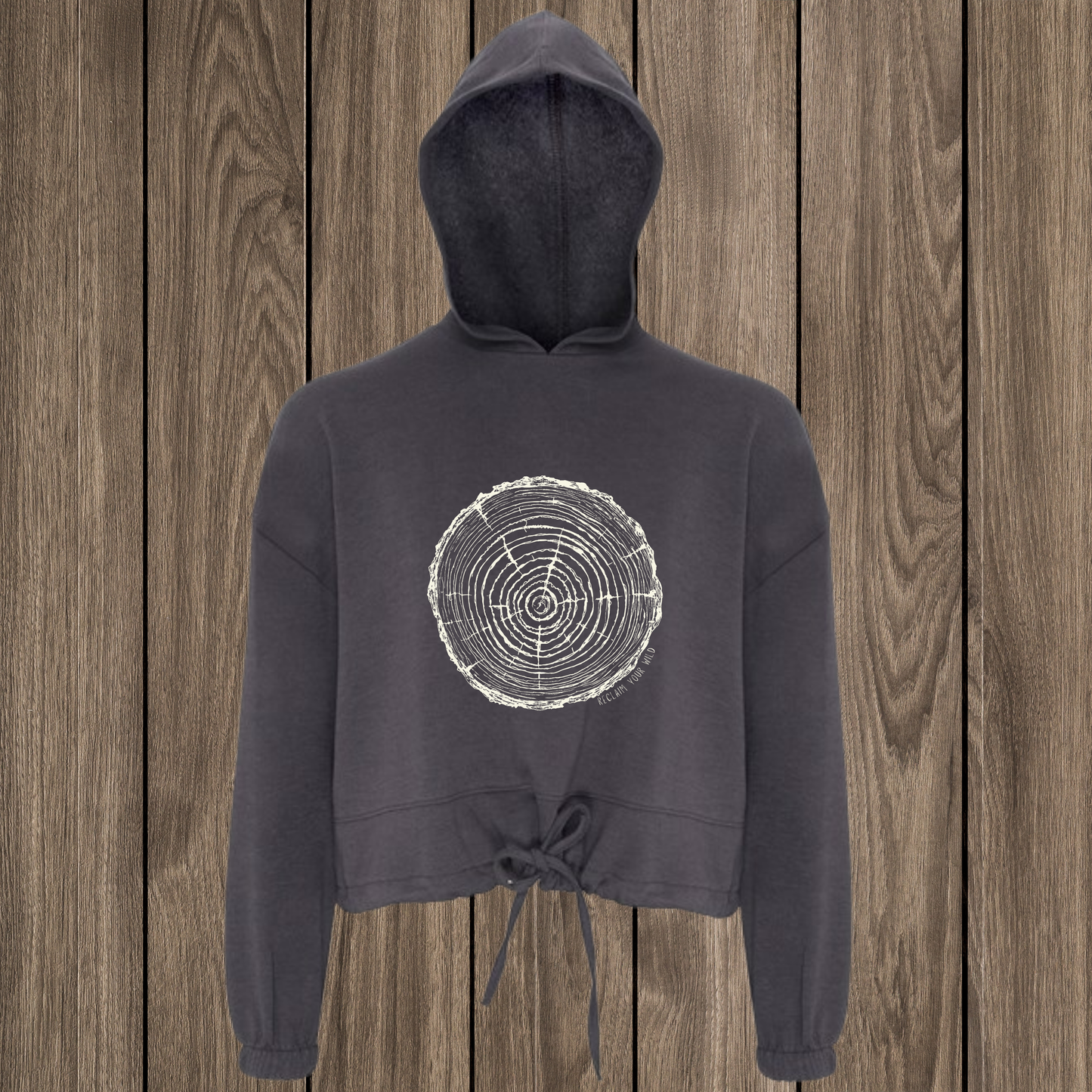 Tree Rings Oversized Cropped Hoodie