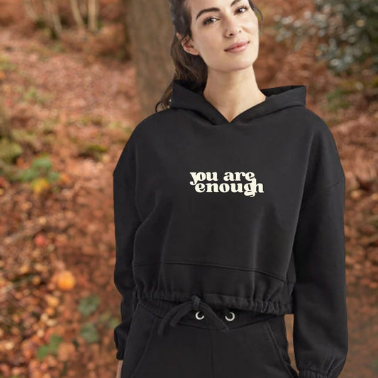You Are Enough Oversized Cropped Hoodie