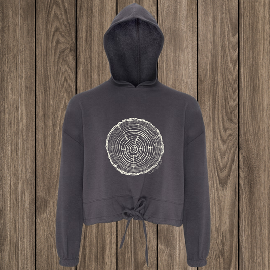 Tree Rings Oversized Cropped Hoodie